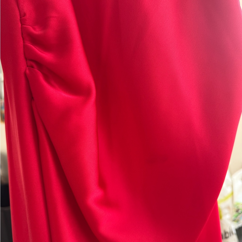 NWT ZARA Satin Effect Midi Dress Bright Red 8372/090 - Picture 4 of 7